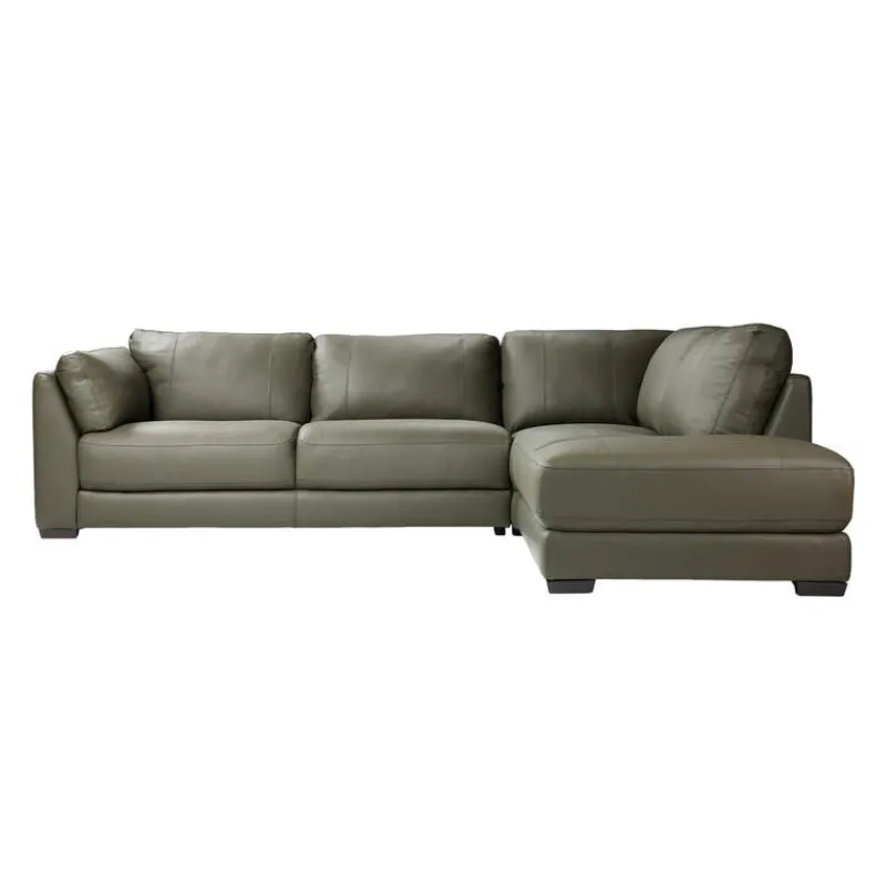 HTL Genuine Leather Sectional with Right-Side Extra Seat
