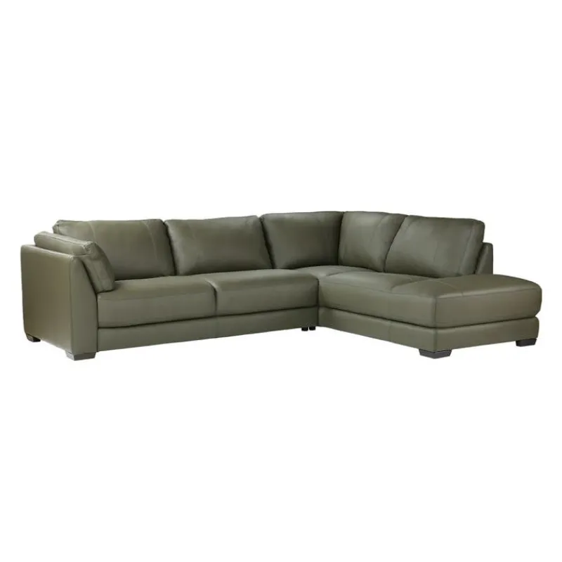 HTL Genuine Leather Sectional with Right-Side Extra Seat