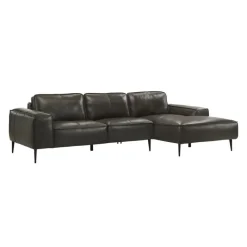 Genuine Leather Sectional with Right-Side Chaise