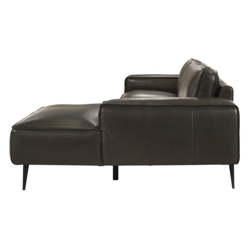 Genuine Leather Sectional with Right-Side Chaise
