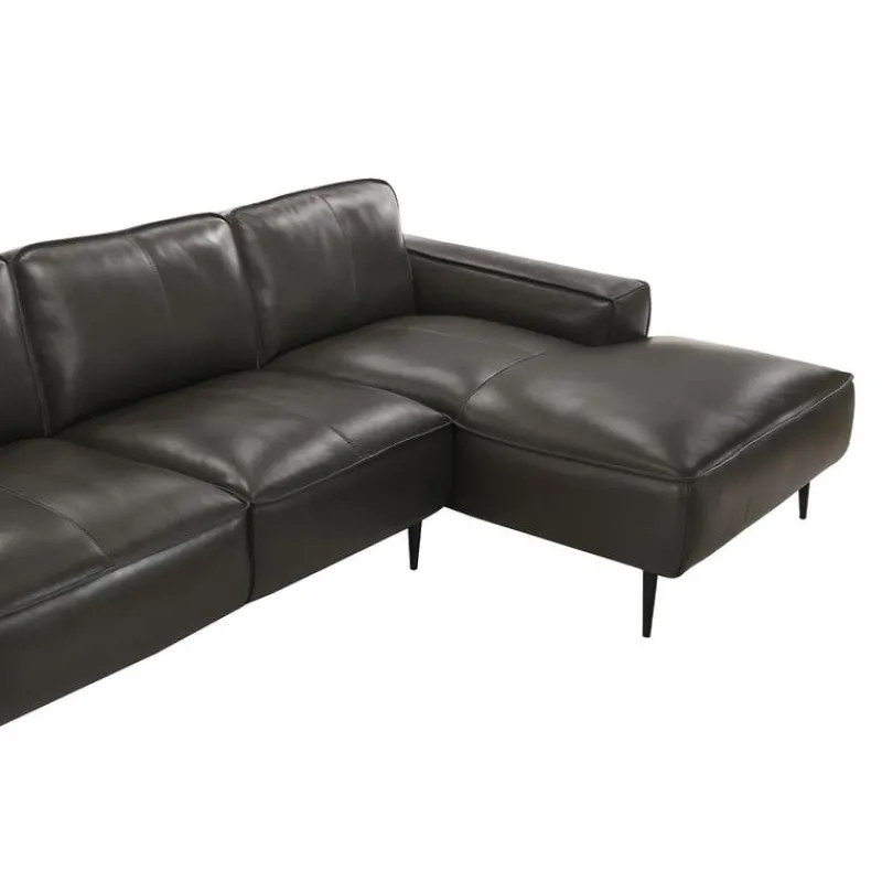 Genuine Leather Sectional with Right-Side Chaise