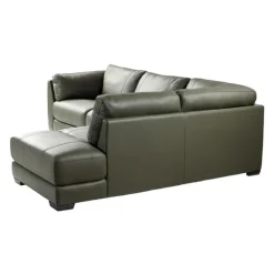 HTL Genuine Leather Sectional with Right-Side Extra Seat and Matching Ottoman