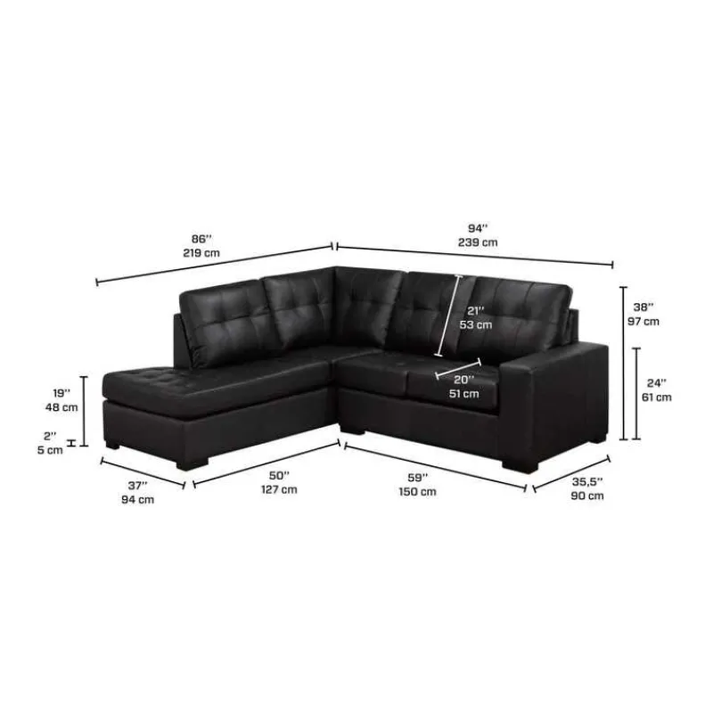 Sofa By Fancy Genuine Leather Sectional - Left-Side Chaise