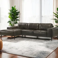 Genuine Leather Sectional with Left-Side Chaise