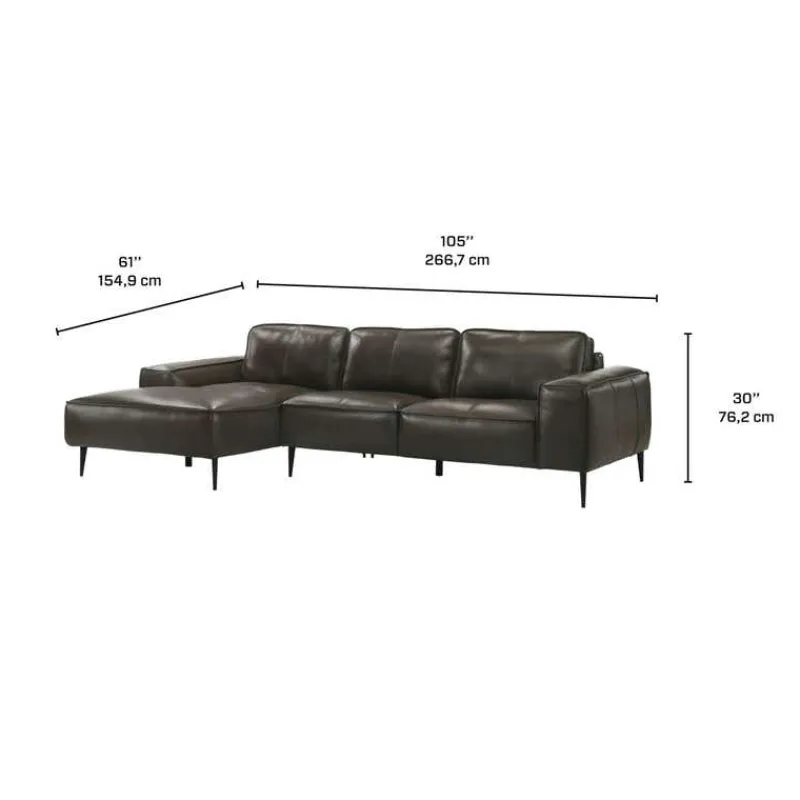 Genuine Leather Sectional with Left-Side Chaise