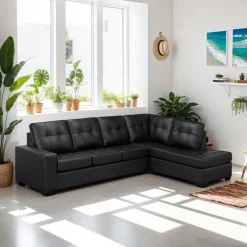 Sofa By Fancy Genuine Leather Sectional - Right-Side Chaise