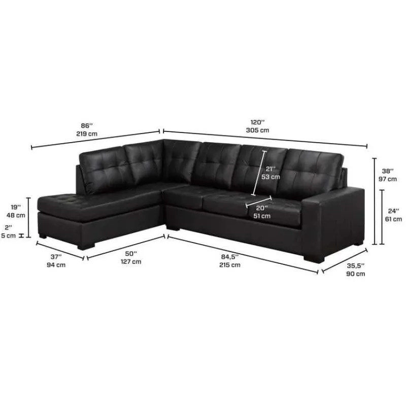 Sofa By Fancy Genuine Leather Sectional - Left-Side Chaise