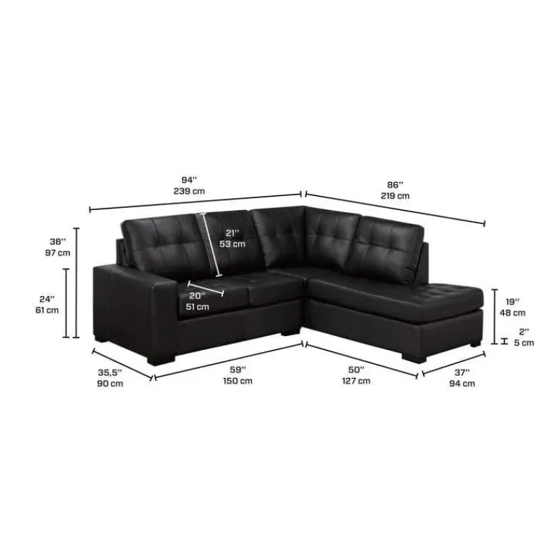 Sofa By Fancy Genuine Leather Sectional - Right-Side Chaise