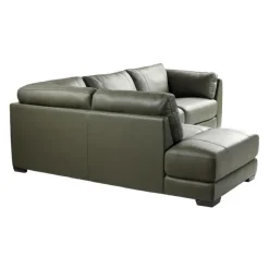 HTL Genuine Leather Sectional with Left-Side Extra Seat and Matching Ottoman