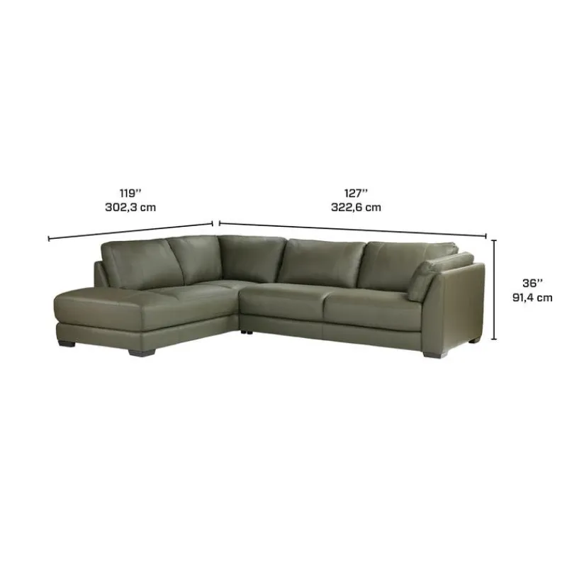 HTL Genuine Leather Sectional with Left-Side Extra Seat