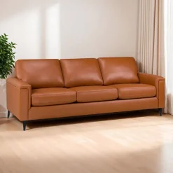 Sofa By Fancy Genuine Leather Sofa - Cognac