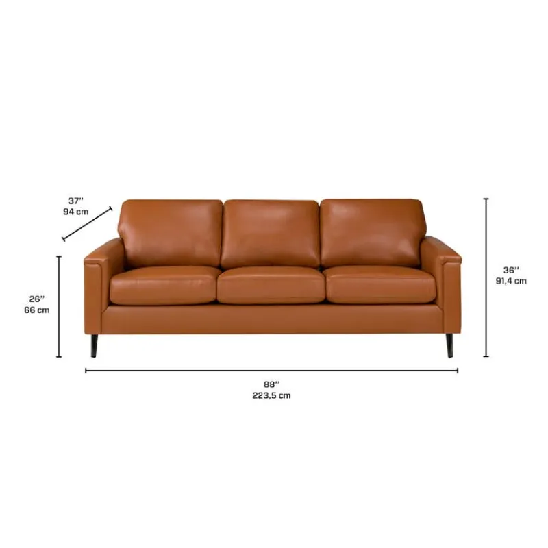 Sofa By Fancy Genuine Leather Sofa - Cognac