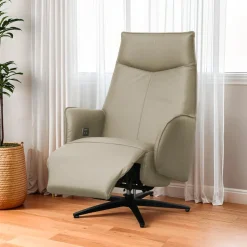Genuine Leather Swivel Power Recliner -