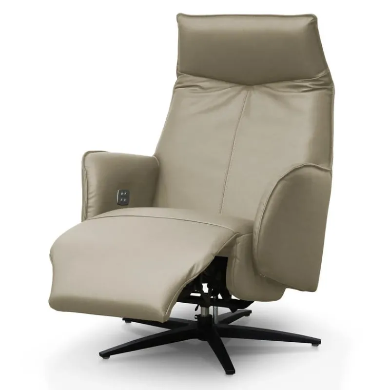 Genuine Leather Swivel Power Recliner -