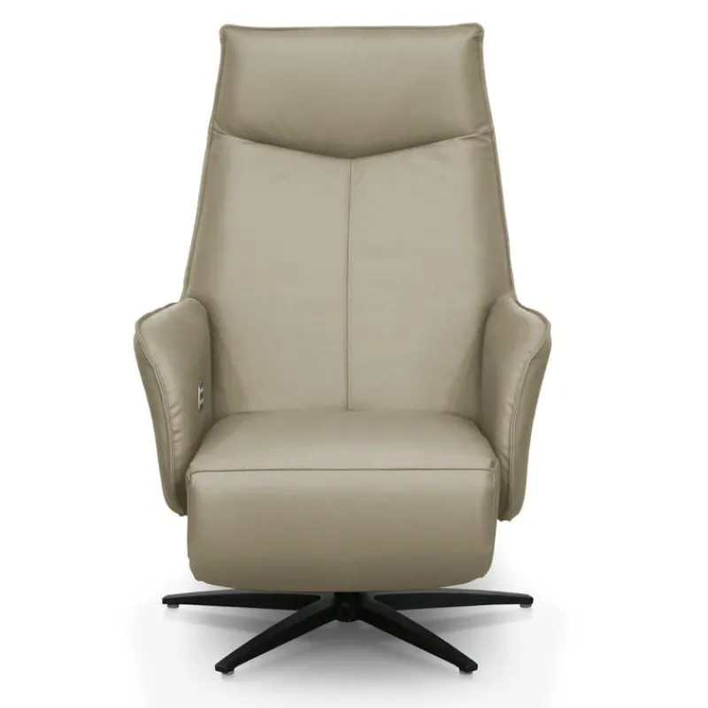 Genuine Leather Swivel Power Recliner -