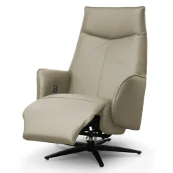 Genuine Leather Swivel Power Recliner -