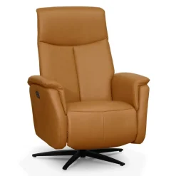 Genuine Leather Swivel Power Recliner -