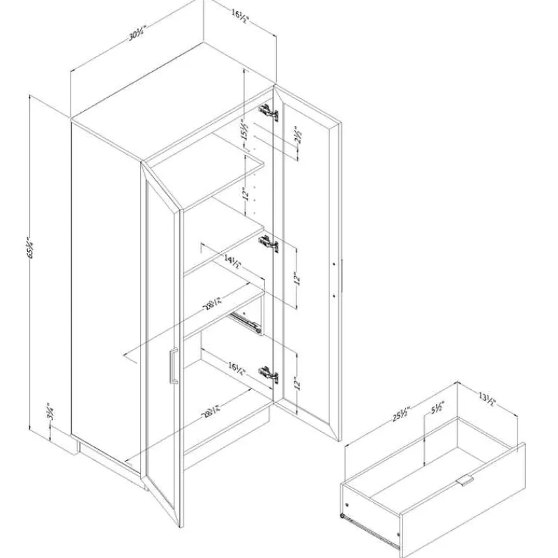 Meubles South Shore Glass-Front Cabinet with Drawer - South Shore