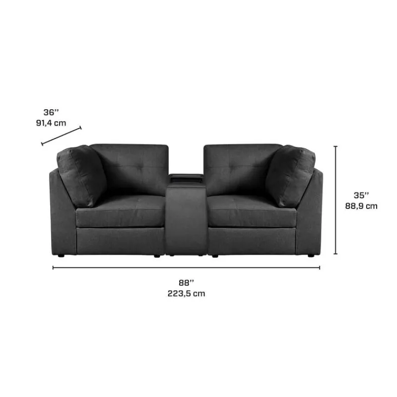 Modular Loveseat with Console - 3 pcs