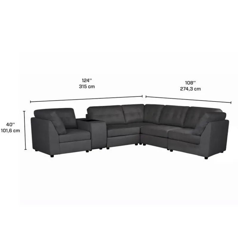Modular Sectional with Console - 6 pcs