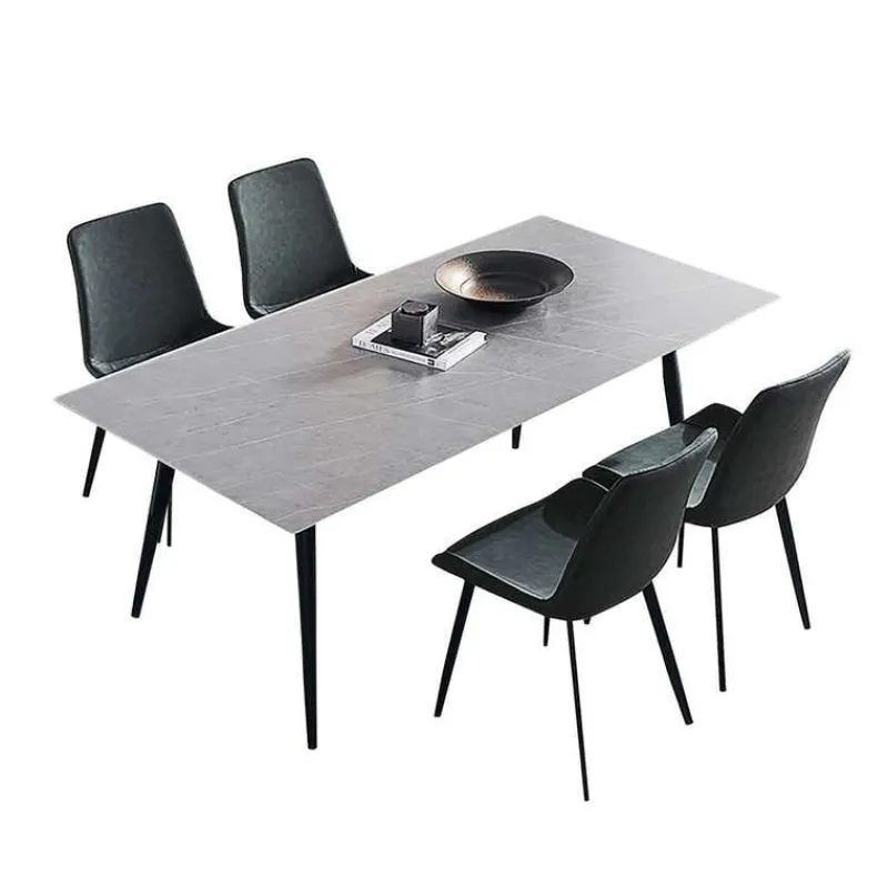 Grey Sintered Stone Dining Set with 4 Grey Chairs - 59"