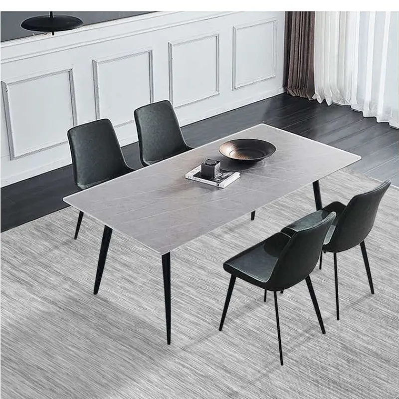 Grey Sintered Stone Dining Set with 4 Grey Chairs - 59"