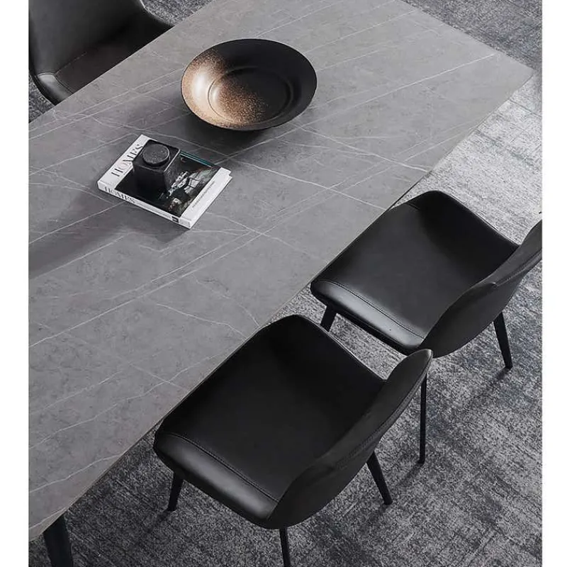 Grey Sintered Stone Dining Set with 4 Grey Chairs - 59"