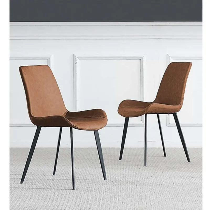 Grey Sintered Stone Dining Set with 4 Grey Chairs and 2 Cognac Chairs - 59"