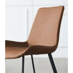 Sintered Stone Dining Set with 4 Cognac Chairs - 48"