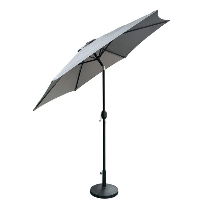 Grey Tilting Patio Umbrella with Base - 9 ft