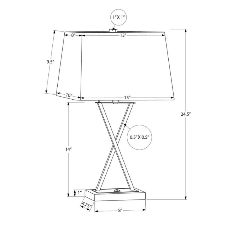 Monarch 25"H Metal Table Lamp with USB Ports