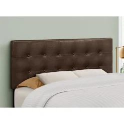 Monarch Headboard - full size - button tufted / upholstered panel - dark leathe -