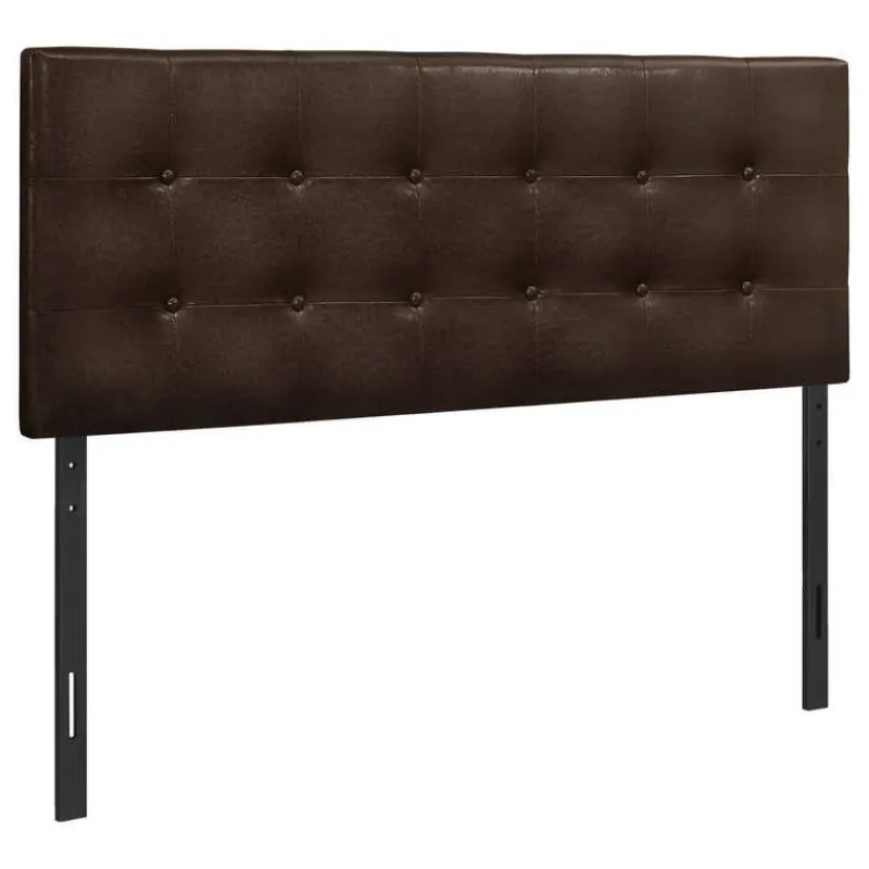 Monarch Headboard - full size - button tufted / upholstered panel - dark leathe -