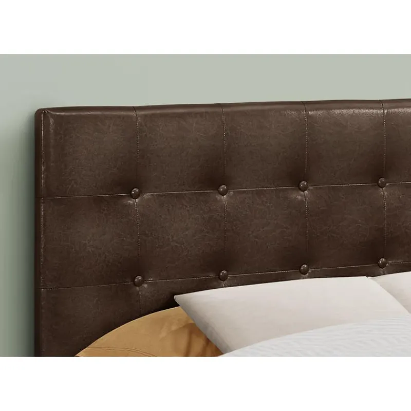 Monarch Headboard - full size - button tufted / upholstered panel - dark leathe -