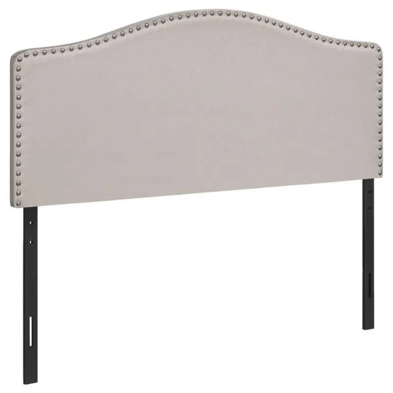 Monarch Headboard - full size - nailhead trim / arched top / upholstered panel - beig -