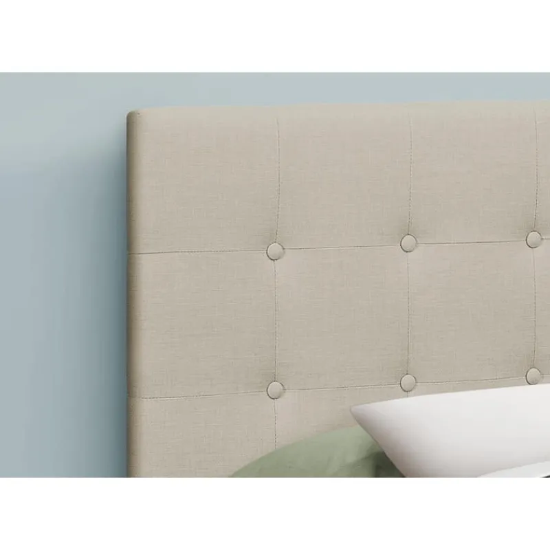 Monarch Headboard - queen size - button tufted / upholstered panel - linen-look -