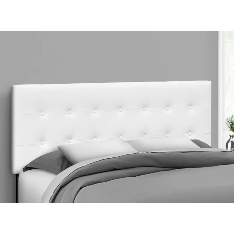 Monarch Headboard - queen size - button tufted / upholstered panel - leather-lo -