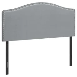 Monarch Headboard - queen size - nailhead trim / arched top / upholstered panel - gre -