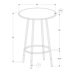 Monarch Home bar - 30"dia / marble / coffee metal -