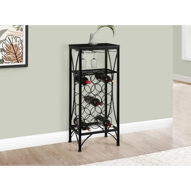 Monarch Home bar - 40"h / metal wine bottle and glass rack -