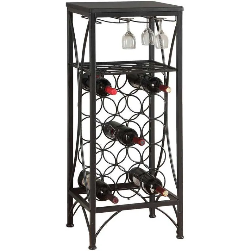 Monarch Home bar - 40"h / metal wine bottle and glass rack -
