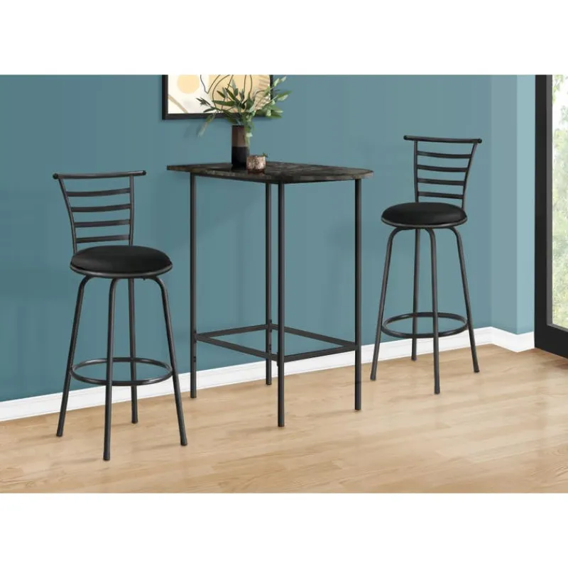 Monarch Home bar - 24"x 36" / marble / charcoal metal -