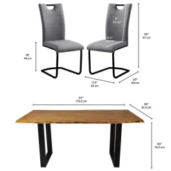 67-Inch Table with 4 Chairs - Grey