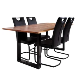 67-Inch Table with 4 Chairs - Black