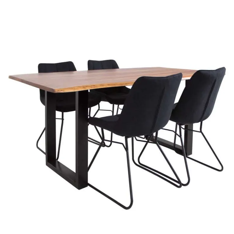 67-Inch Table with 4 Chairs - Black
