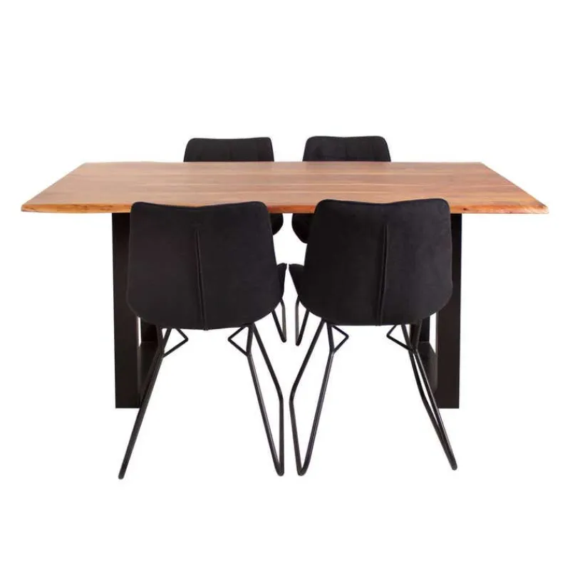 67-Inch Table with 4 Chairs - Black