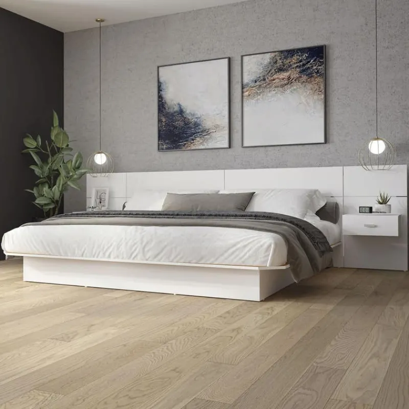 SUA-V King Platform Bed with Headboard and Nighstands (78")