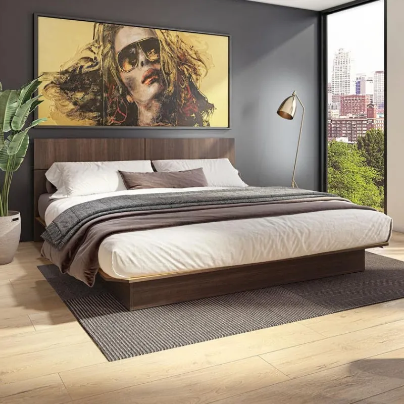 SUA-V King Platform Bed with Headboard (78")