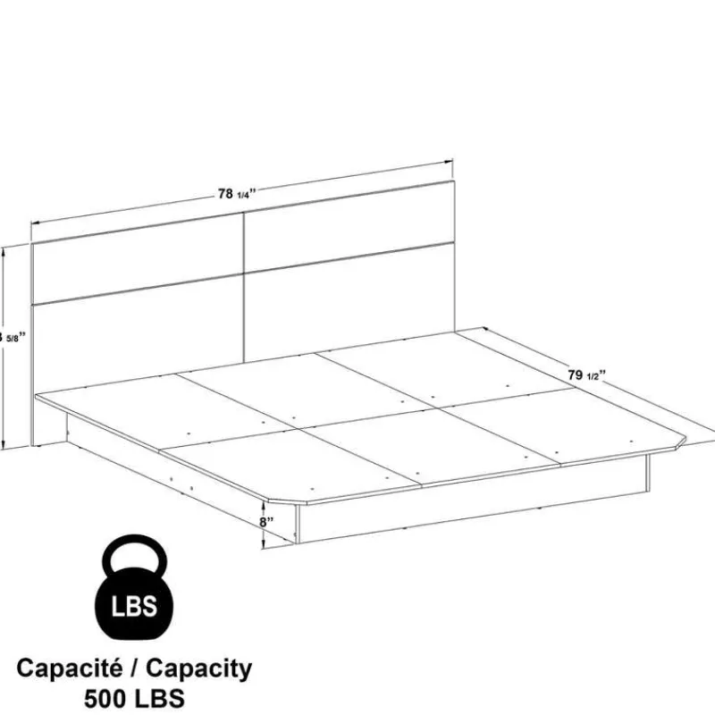 SUA-V King Platform Bed with Headboard (78")