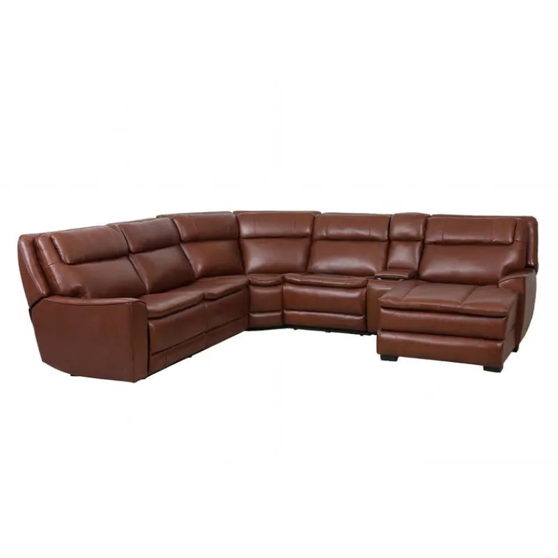 Leather Power Sectional with Massage, Heat, Audio Console & Right-Facing Chaise - 6 pcs